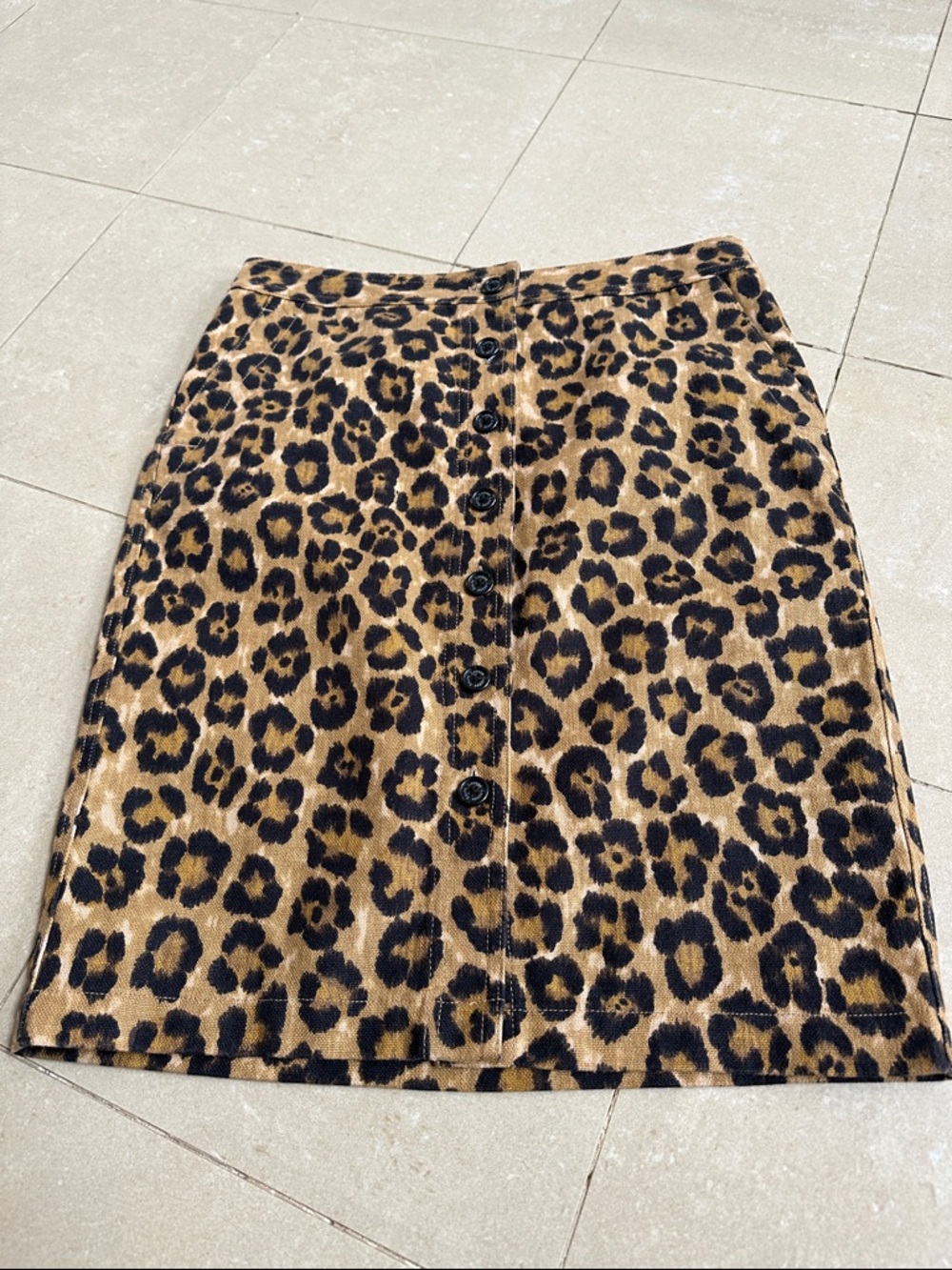Lauren Ralph Lauren Leopard-Print Button Front Skirt - Tan & Black